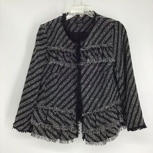 Ann Taylor Women’s Ruffled Peplum Fringe Jacket Blazer Business Career Size 12P